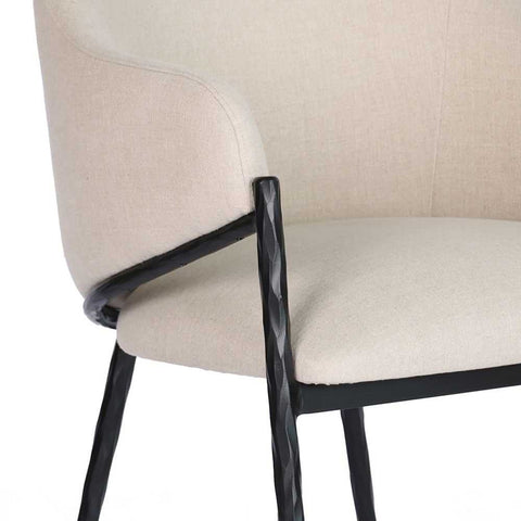 Heston Black Dining Chair with Arms - Natural Linen
