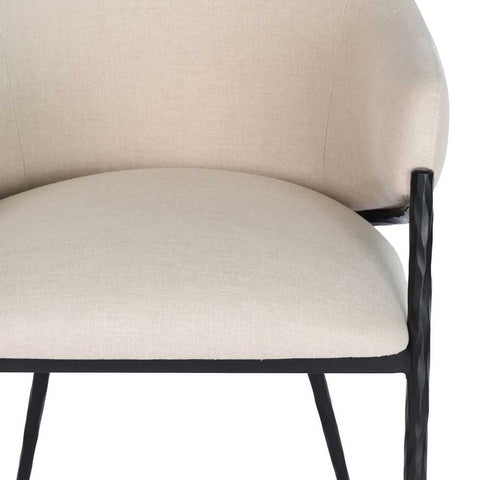 Heston Black Dining Chair with Arms - Natural Linen