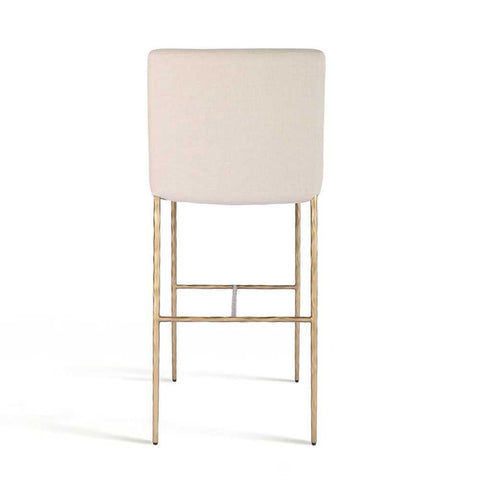 Heston Brass Bar Stool with Back - Natural Linen