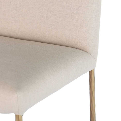 Heston Brass Bar Stool with Back - Natural Linen