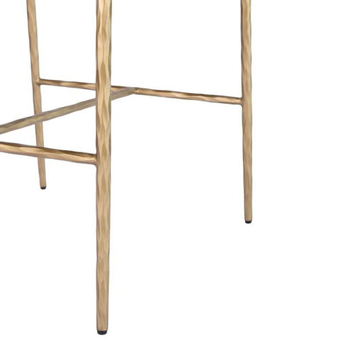 Heston Brass Bar Stool with Back - Natural Linen