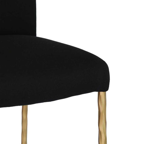 Heston Brass Kitchen Stool with Back - Black Linen