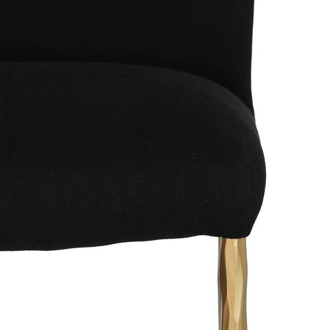 Heston Brass Kitchen Stool with Back - Black Linen