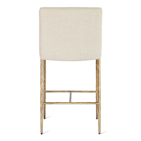 Heston Brass Kitchen Stool with Back - Natural Linen