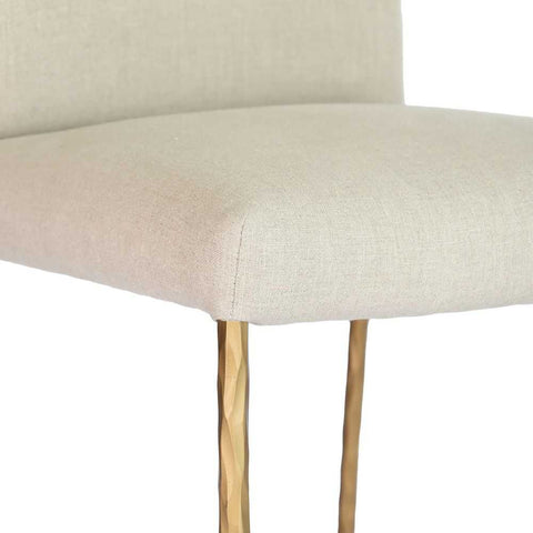 Heston Brass Kitchen Stool with Back - Natural Linen