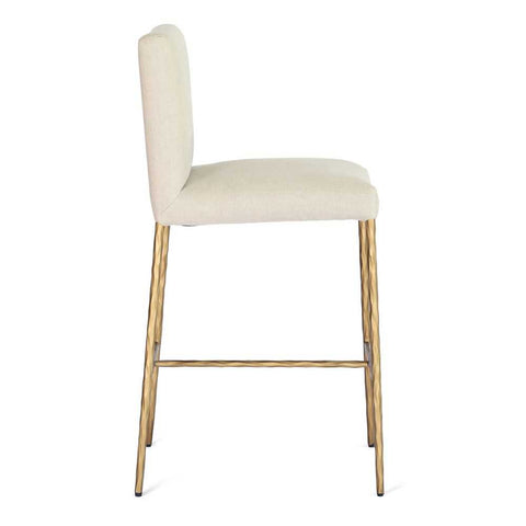 Heston Brass Kitchen Stool with Back - Natural Linen