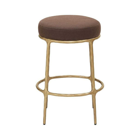 Heston Brass Kitchen Stool - Chocolate Linen