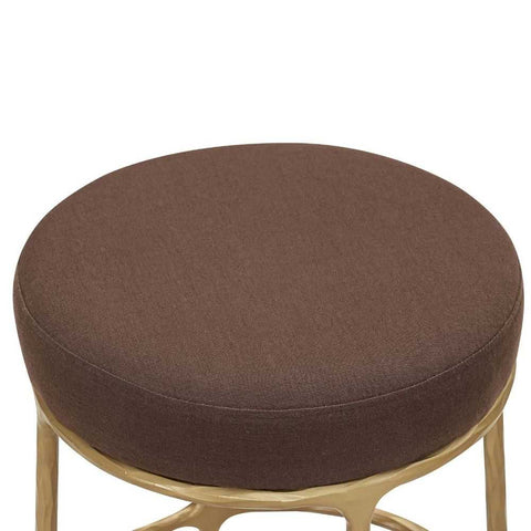 Heston Brass Kitchen Stool - Chocolate Linen