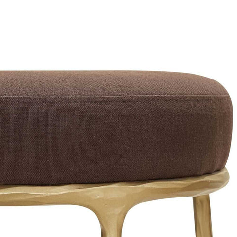Heston Brass Kitchen Stool - Chocolate Linen