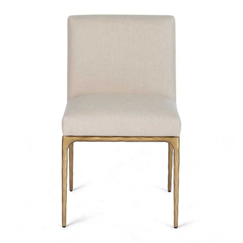 Heston Brass Dining Chair - Natural Linen