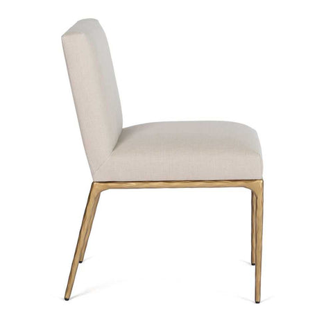 Heston Brass Dining Chair - Natural Linen