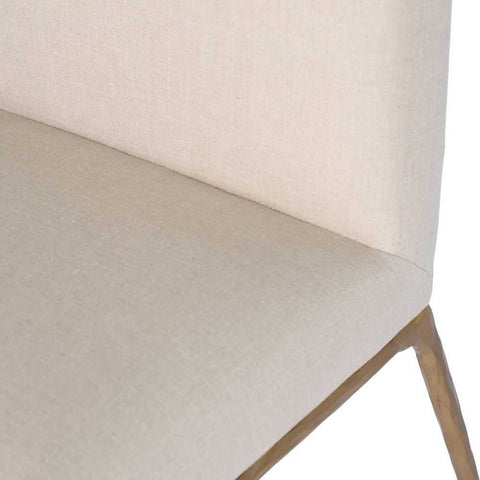 Heston Brass Dining Chair - Natural Linen