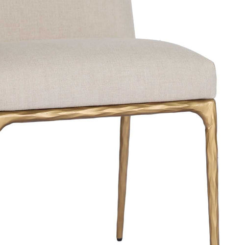 Heston Brass Dining Chair - Natural Linen