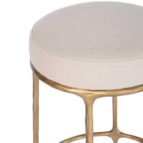 Heston Brass Bar Stool - Natural Linen