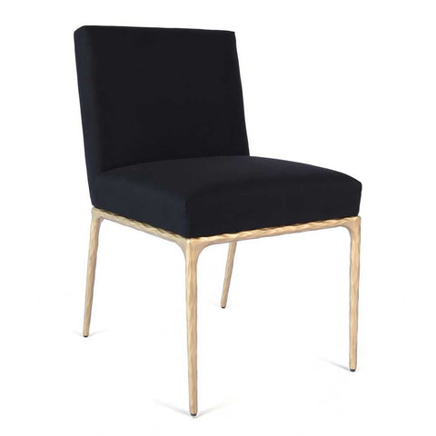 Heston Brass Dining Chair - Black Linen
