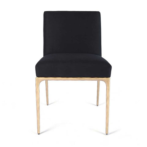 Heston Brass Dining Chair - Black Linen