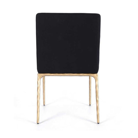 Heston Brass Dining Chair - Black Linen