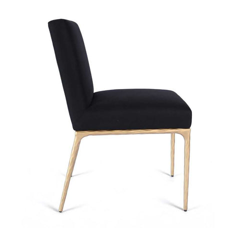 Heston Brass Dining Chair - Black Linen