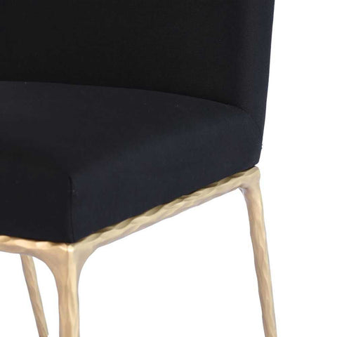 Heston Brass Dining Chair - Black Linen