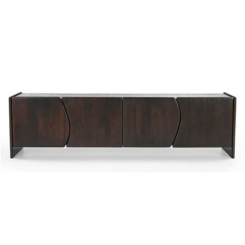 Edwin 200cm River Brown Marble Entertainment Unit - Dark Walnut