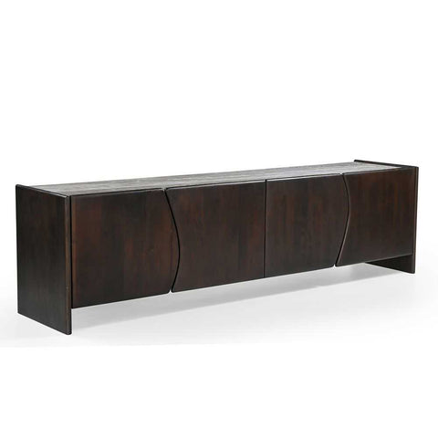 Edwin 200cm River Brown Marble Entertainment Unit - Dark Walnut