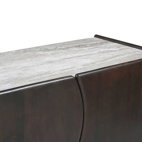 Edwin 200cm River Brown Marble Entertainment Unit - Dark Walnut