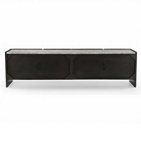 Edwin 200cm River Brown Marble Entertainment Unit - Dark Walnut