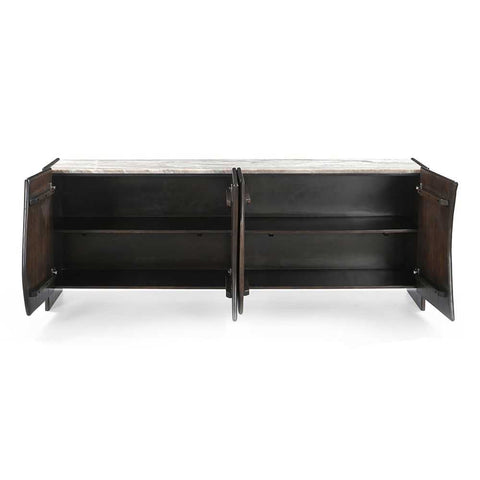 Edwin River Brown Marble Buffet - Dark Walnut