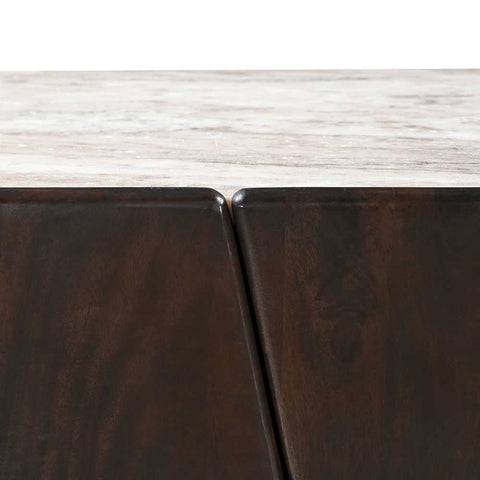 Edwin River Brown Marble Buffet - Dark Walnut