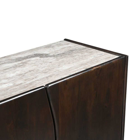 Edwin River Brown Marble Buffet - Dark Walnut