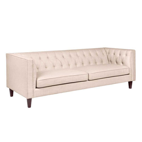 Tuxedo 3 Seater Tufted Sofa - Fawn Linen