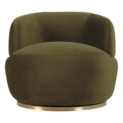 Tubby Swivel Arm Chair - Olive Velvet