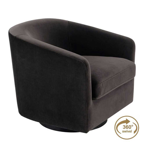 Bellevue Swivel Arm Chair - Slate Grey Velvet