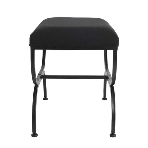 Novak Black Iron Stool - Black Linen