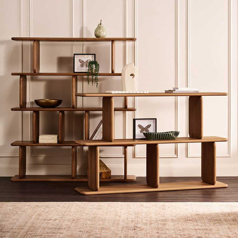 Tudor Oak Shelving Unit - 4 Tier Walnut