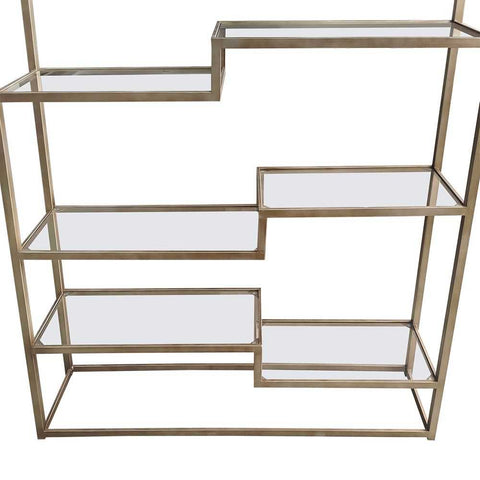 Mistique Glass Shelving Unit - Antique Gold