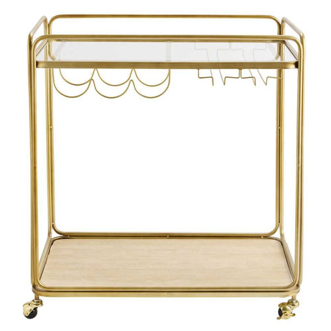 Wentworth Rectangle Bar Cart - Antique Gold
