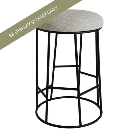 Aiden Black Steel Kitchen Stool - Speckle Ecru - OUTLET NSW