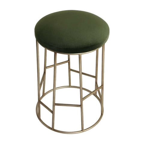 Aiden Gold Steel Kitchen Stool - Moss Velvet