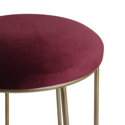 Aiden Gold Steel Kitchen Stool - Mulberry Velvet