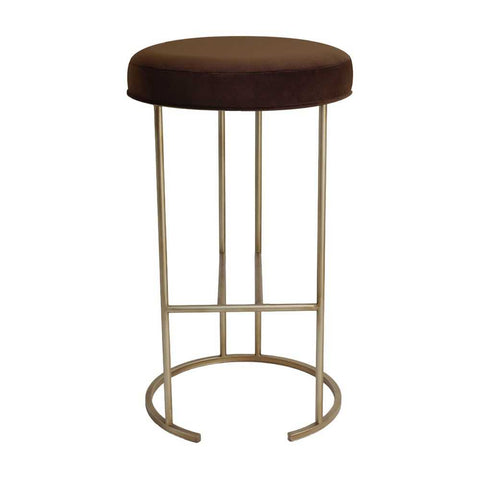 Blackley Gold Iron Kitchen Stool - Dark Chocolate Velvet