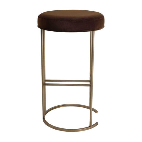 Blackley Gold Iron Kitchen Stool - Dark Chocolate Velvet