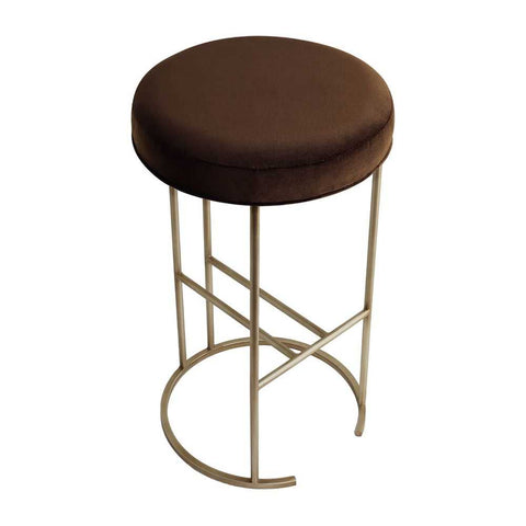 Blackley Gold Iron Kitchen Stool - Dark Chocolate Velvet