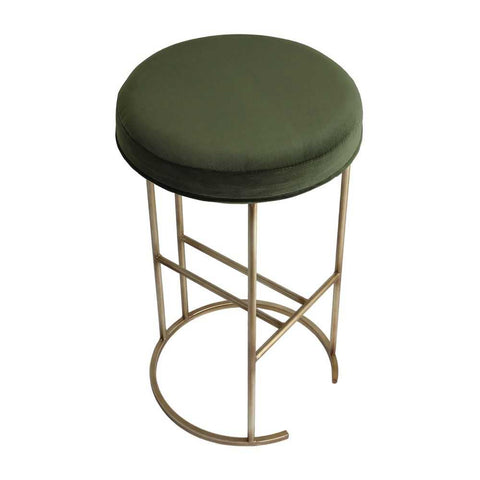 Blackley Gold Iron Kitchen Stool - Moss Velvet