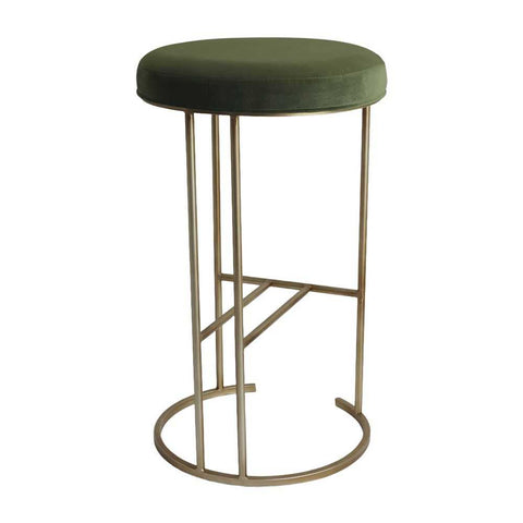 Blackley Gold Iron Kitchen Stool - Moss Velvet