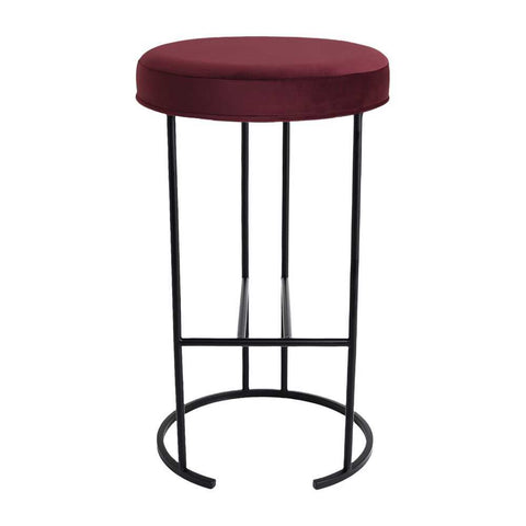 Blackley Black Iron Kitchen Stool - Mulberry Velvet