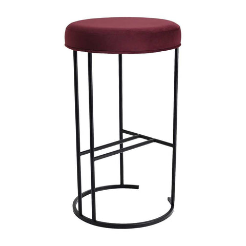 Blackley Black Iron Kitchen Stool - Mulberry Velvet