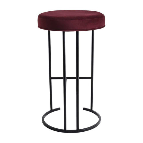 Blackley Black Iron Kitchen Stool - Mulberry Velvet