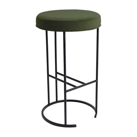 Blackley Black Iron Kitchen Stool - Moss Velvet