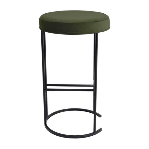 Blackley Black Iron Kitchen Stool - Moss Velvet